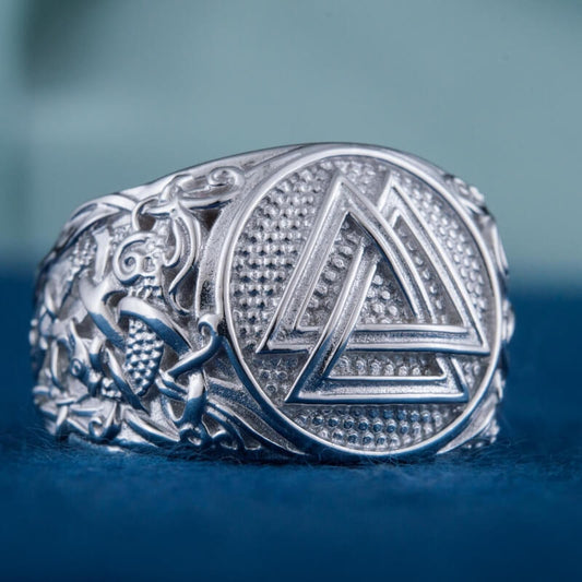 vkngjewelry Handcrafted Valknut Mammen Style Sterling Silver Ring