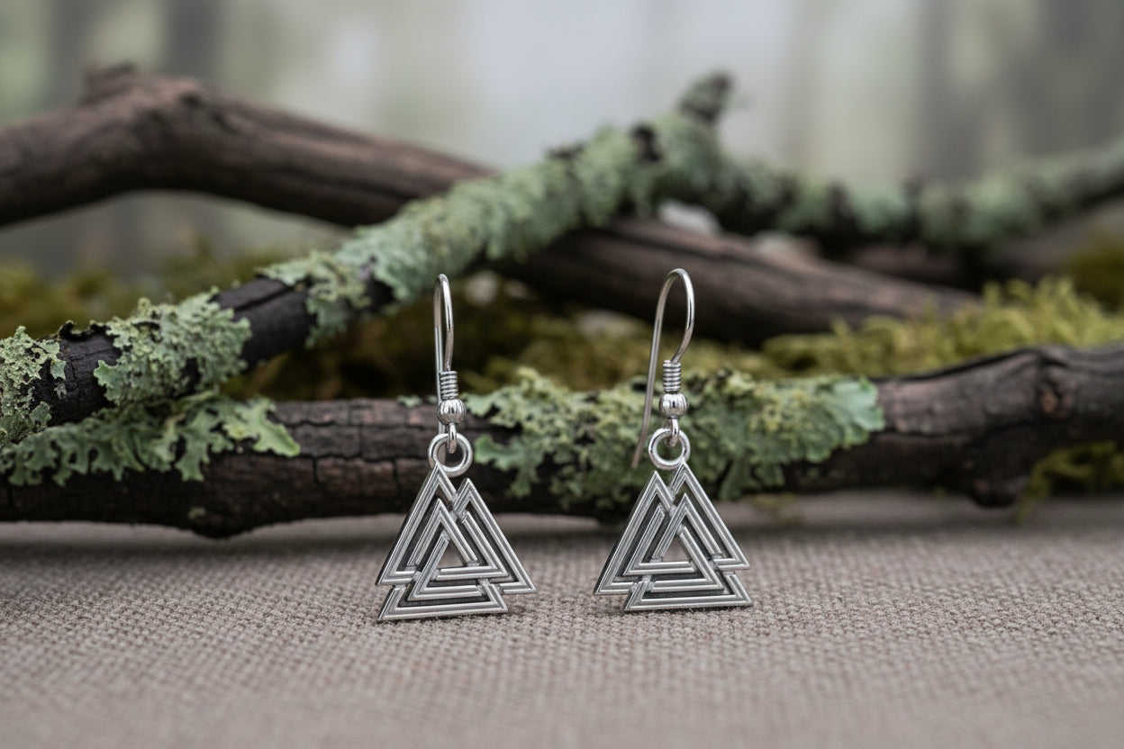 vkngjewelry Earrings Valknut Viking Earrings, Sterling Silver Norse Jewelry