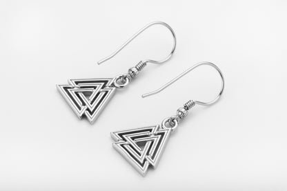 vkngjewelry Earrings Valknut Viking Earrings, Sterling Silver Norse Jewelry