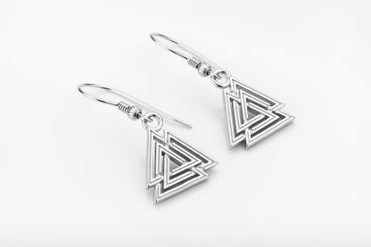 vkngjewelry Earrings Valknut Viking Earrings, Sterling Silver Norse Jewelry