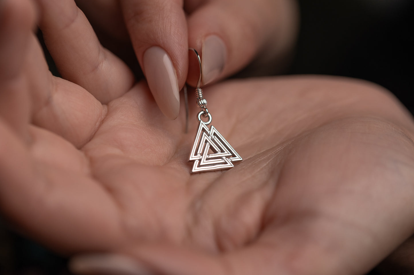 vkngjewelry Earrings Valknut Viking Earrings, Sterling Silver Norse Jewelry