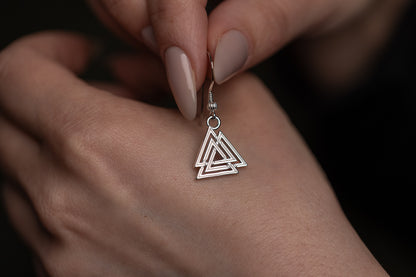 vkngjewelry Earrings Valknut Viking Earrings, Sterling Silver Norse Jewelry