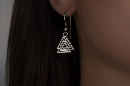 vkngjewelry Earrings Valknut Viking Earrings, Sterling Silver Norse Jewelry