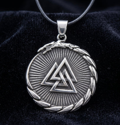 vkngjewelry Pendant Vegvisir and Valknut ringed with Jörmungandr 316L Pendant
