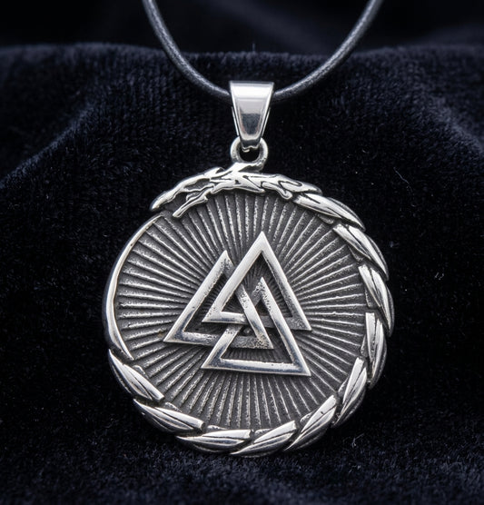 vkngjewelry Pendant Vegvisir and Valknut ringed with Jörmungandr 316L Pendant