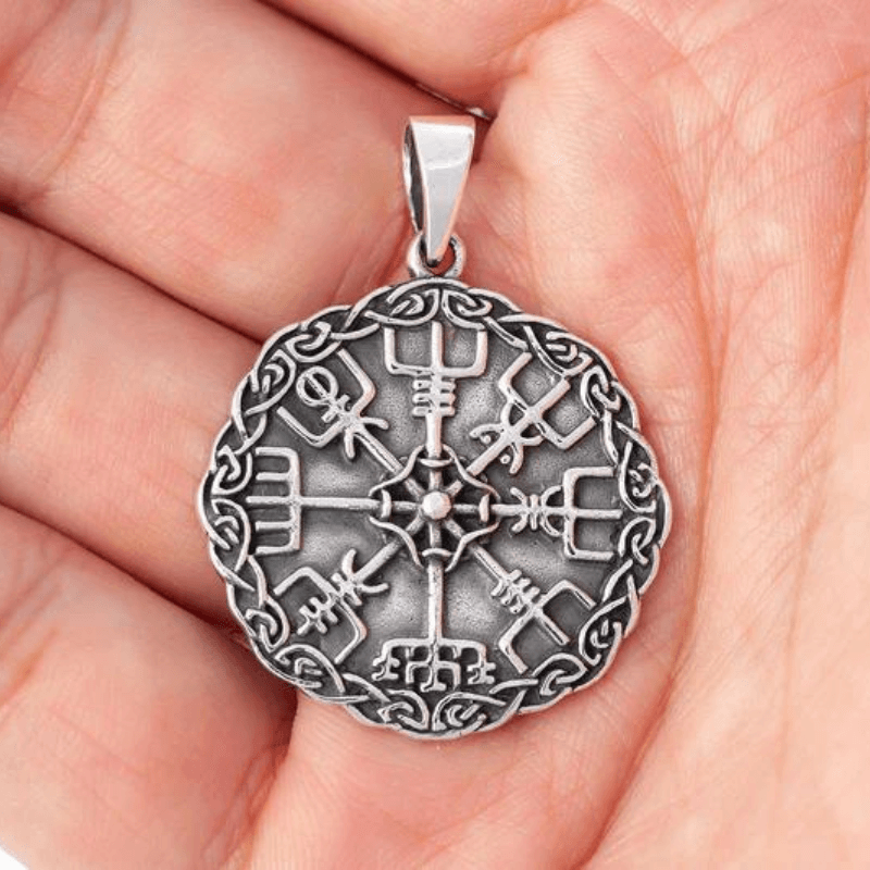 vkngjewelry Pendant VEGVISIR COMPASS CELTIC KNOTWORK 925 STERLING SILVER PENDANT