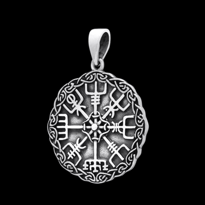 vkngjewelry Pendant VEGVISIR COMPASS CELTIC KNOTWORK 925 STERLING SILVER PENDANT