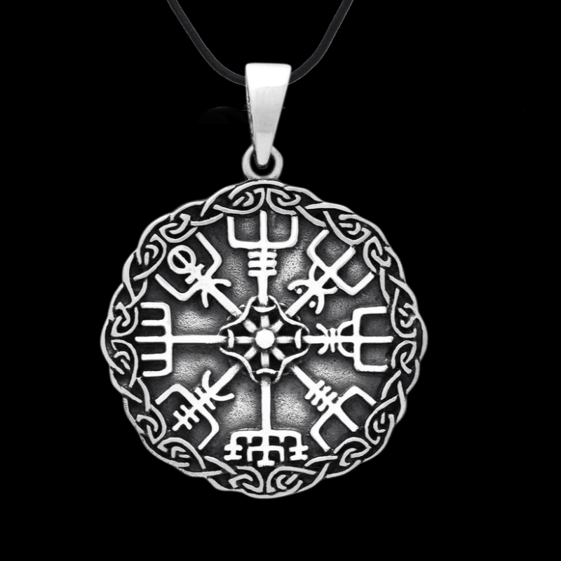 vkngjewelry Pendant VEGVISIR COMPASS CELTIC KNOTWORK 925 STERLING SILVER PENDANT