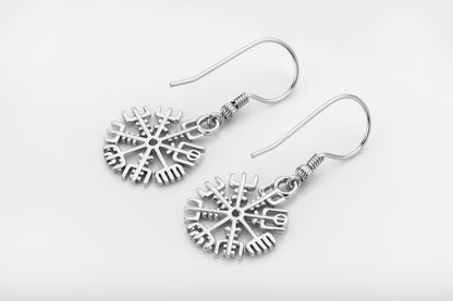 vkngjewelry Earrings Vegvisir Compass Earrings, Silver Runic Wayfinder