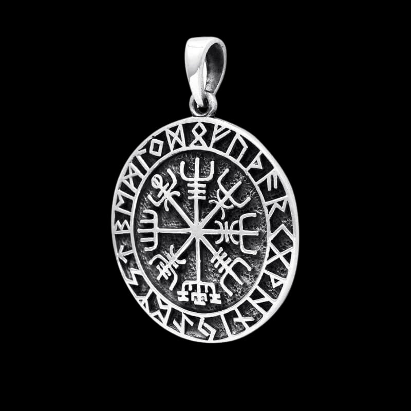 vkngjewelry Pendant Vegvisir Futhark Circle Sterling Silver Pendant