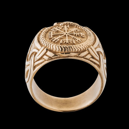 vkngjewelry Bagues Handcrafted Vegvisir Ring Silver Sterling Gilt