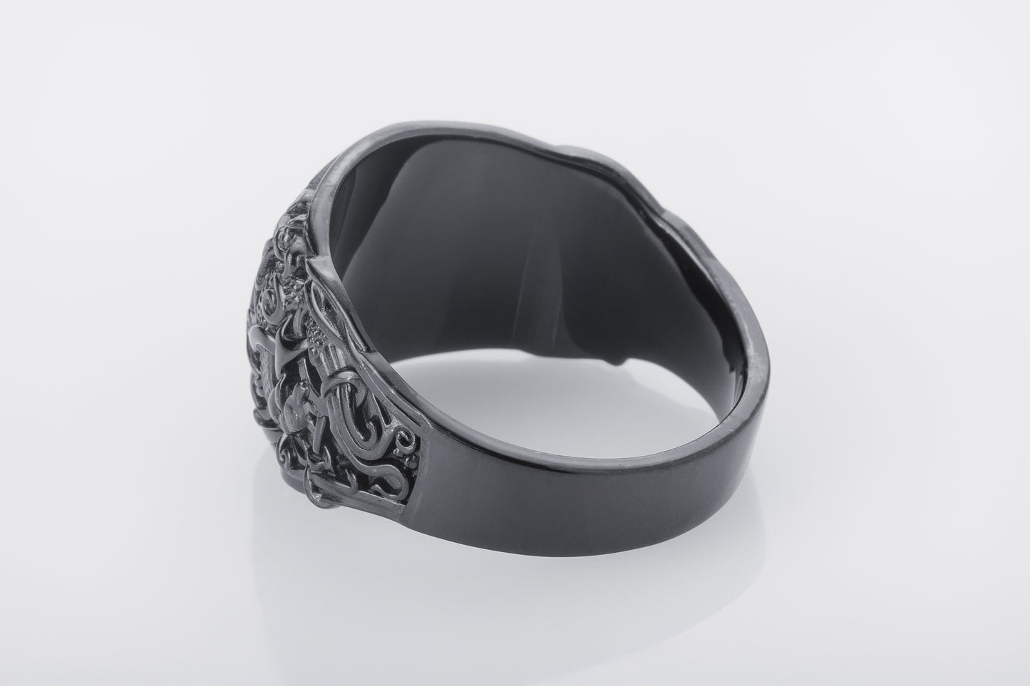 vkngjewelry Ring Handcrafted Vegvisir Symbol Mammen Style Ruthenium Ring