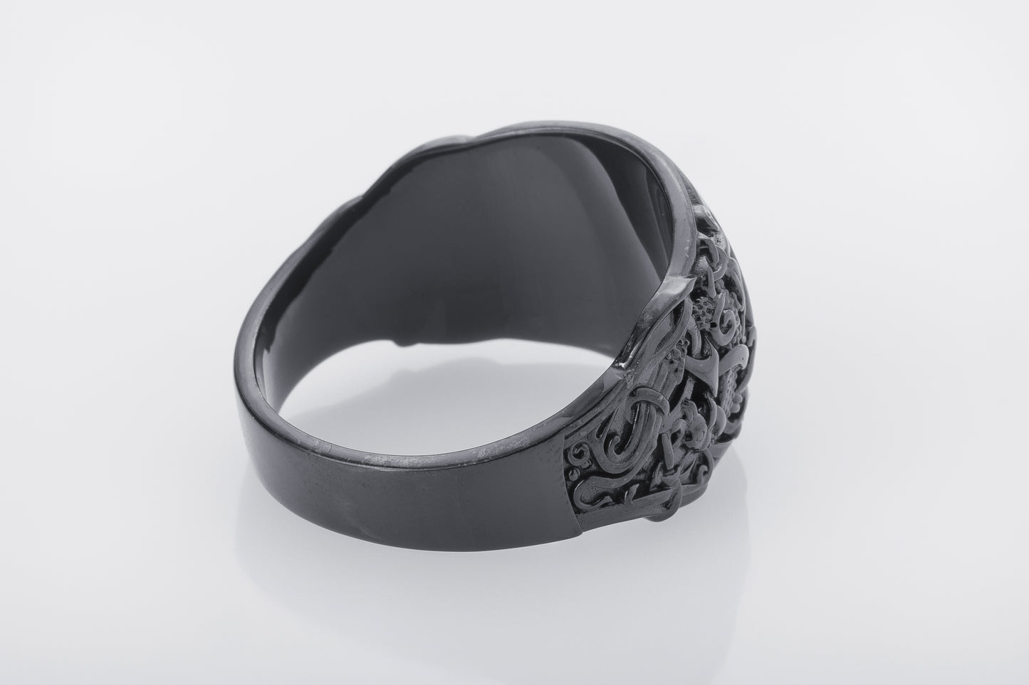 vkngjewelry Ring Handcrafted Vegvisir Symbol Mammen Style Ruthenium Ring