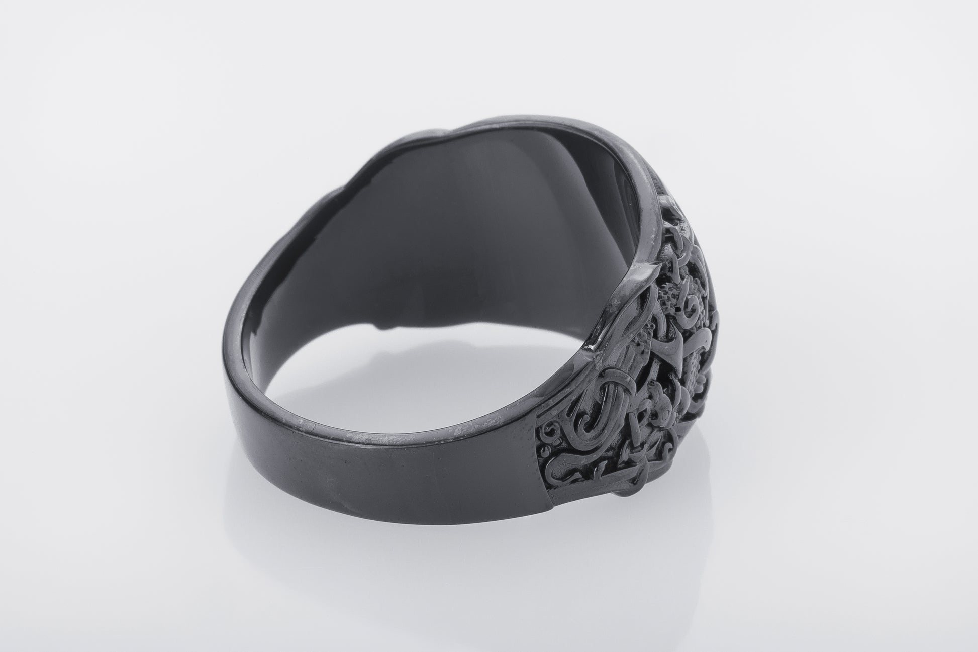 vkngjewelry Ring Handcrafted Vegvisir Symbol Mammen Style Ruthenium Ring