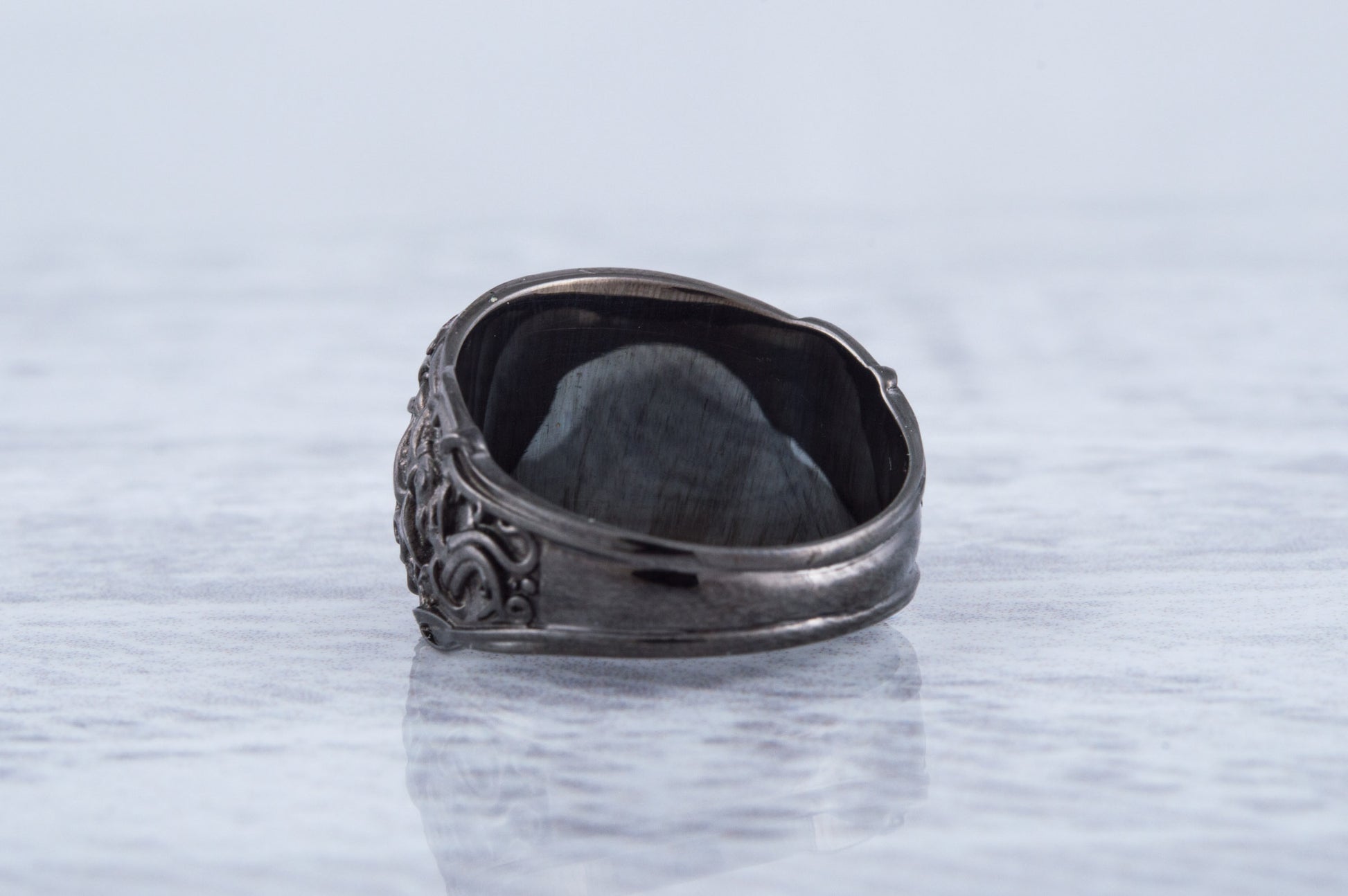 vkngjewelry Ring Handcrafted Vegvisir Symbol Mammen Style Ruthenium Ring