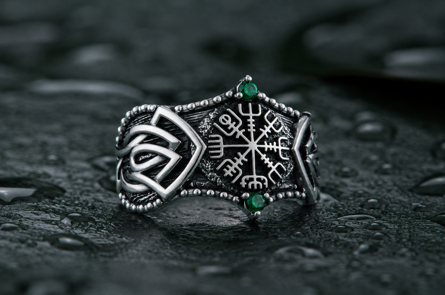 vkngjewelry Ring Handcrafted Vegvisir Symbol Norse Ornament Sterling Silver Ring