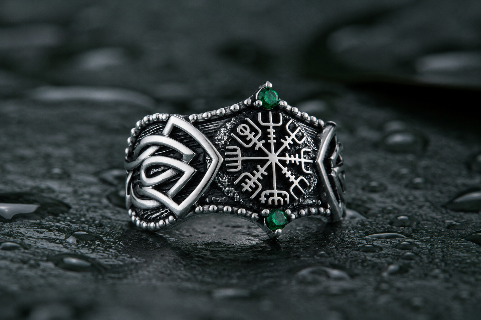 vkngjewelry Ring Handcrafted Vegvisir Symbol Norse Ornament Sterling Silver Ring