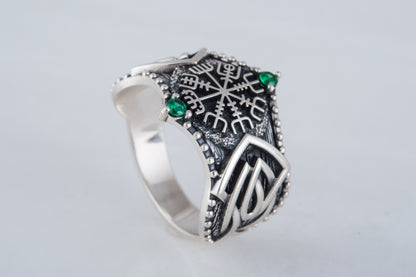 vkngjewelry Ring Handcrafted Vegvisir Symbol Norse Ornament Sterling Silver Ring