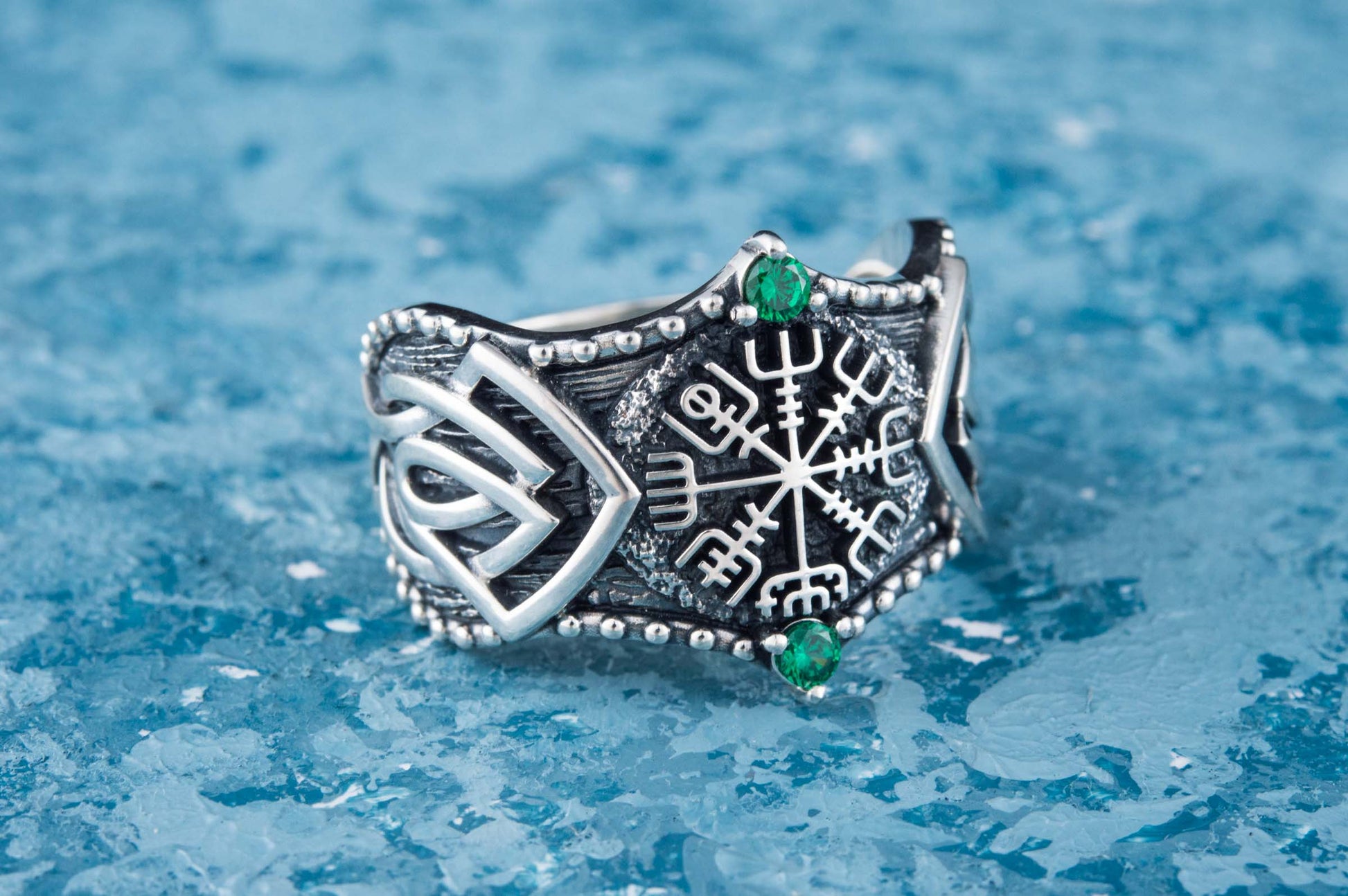 vkngjewelry Ring Handcrafted Vegvisir Symbol Norse Ornament Sterling Silver Ring