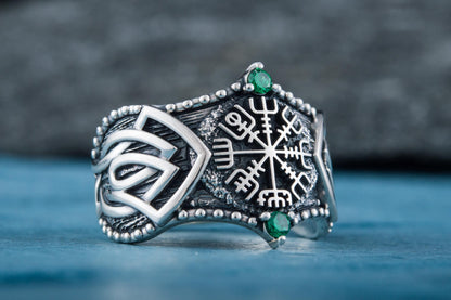 vkngjewelry Ring Handcrafted Vegvisir Symbol Norse Ornament Sterling Silver Ring