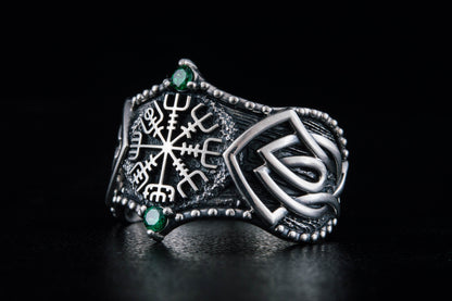 vkngjewelry Ring Handcrafted Vegvisir Symbol Norse Ornament Sterling Silver Ring
