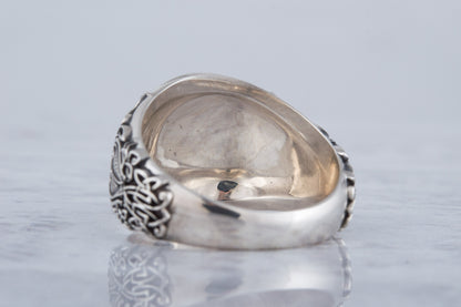 vkngjewelry Ring Handcrafted Vegvisir Symbol Scandinavian Style Ornament Sterling Silver Ring