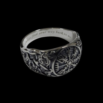 vkngjewelry Bagues Handcrafted Vegvisir Mammen Style Sterling Silver Ring