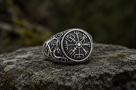 vkngjewelry Ring Handcrafted Vegvisir Urnes Style Sterling Silver Ring