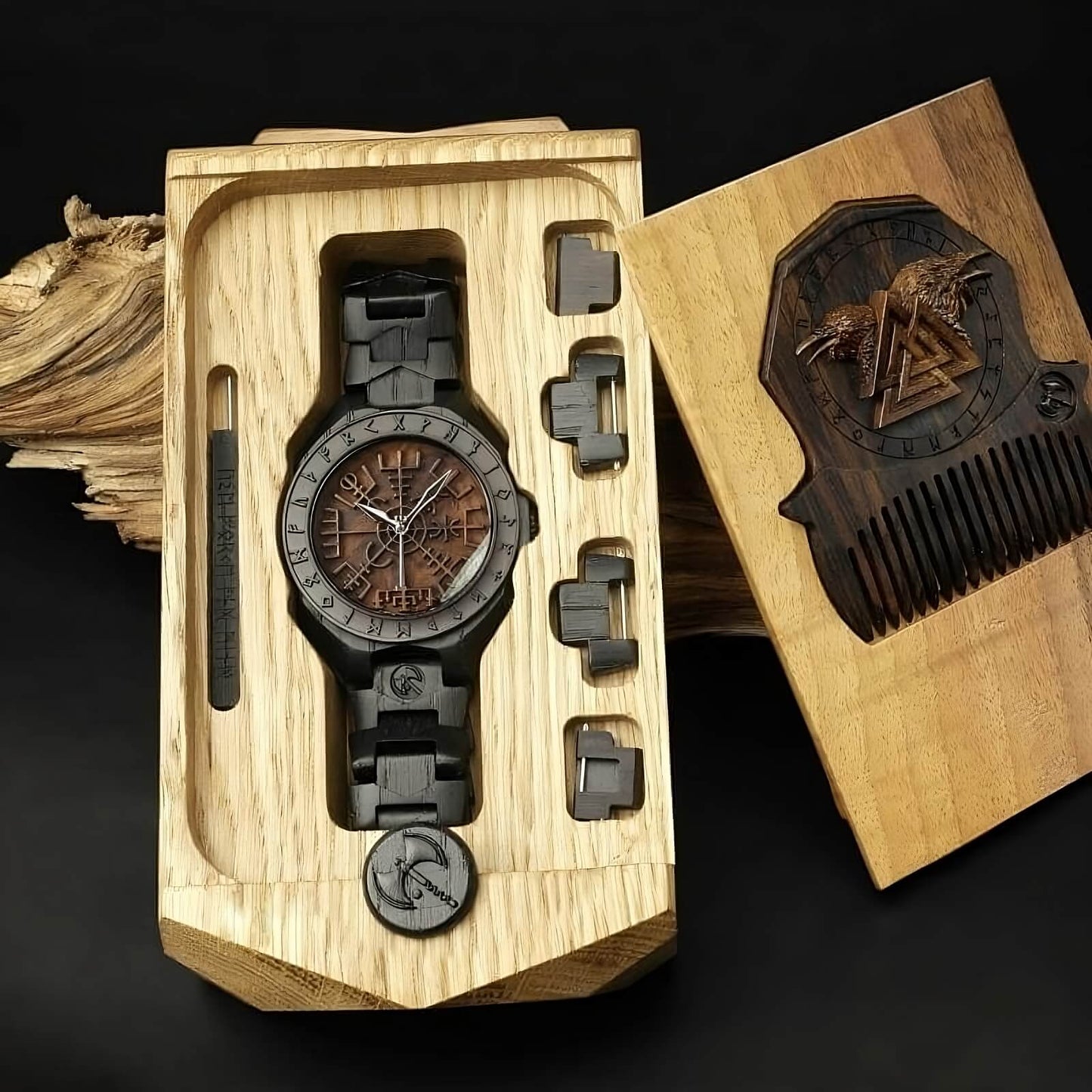 vkngjewelry Watches Handmade Vegvisir Viking Wooden Watch