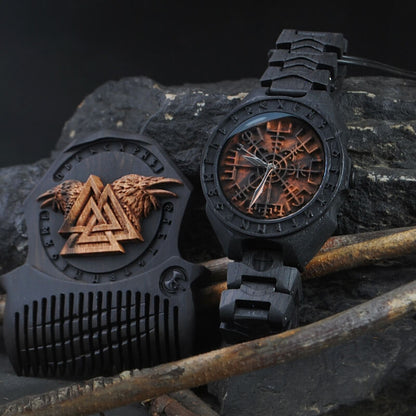 vkngjewelry Watches Vegvisir Viking Wooden Watch