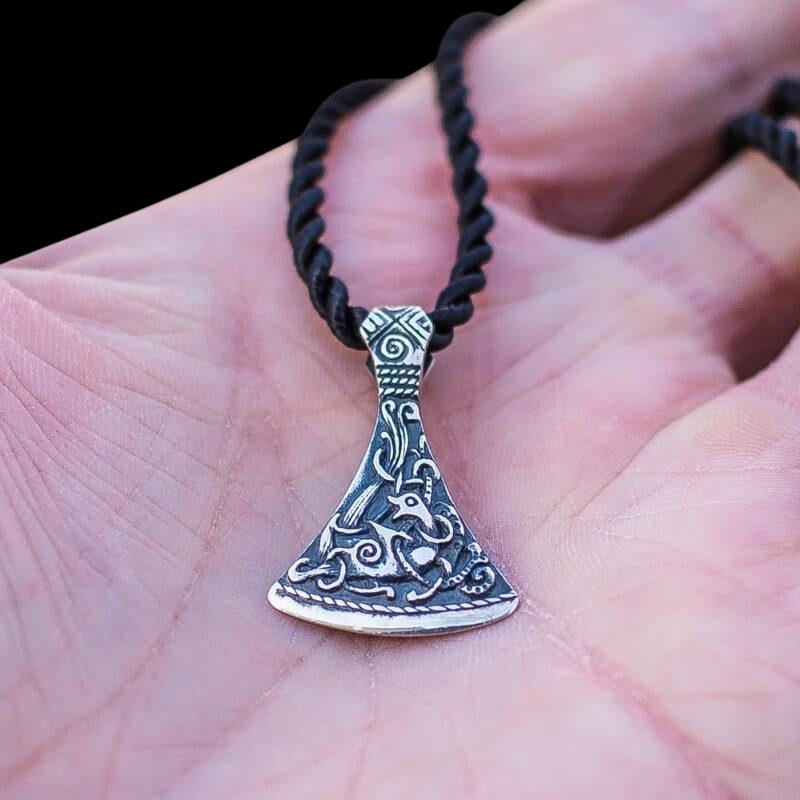 vkngjewelry Pendant Handcrafted Viking Axe Small Ornament from Mammen Village Sterling Silver Pendant