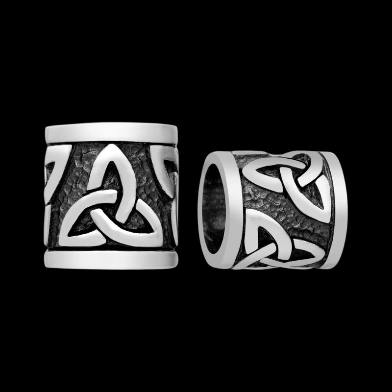 vkngjewelry Beads Sterling Silver Viking Beard Bead With Triquetra V6