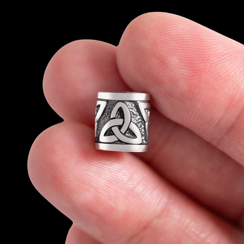 vkngjewelry Beads Sterling Silver Viking Beard Bead With Triquetra V6