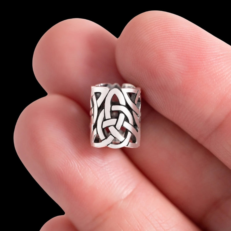 vkngjewelry Beads Sterling Silver Viking Beard Bead With Triquetra V3