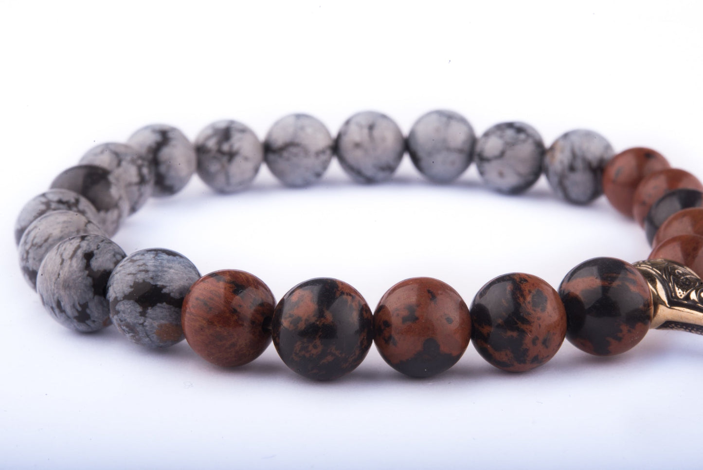 vkngjewelry Bracelet Viking Bracelet In  Obsidian With Bronze Mjolnir