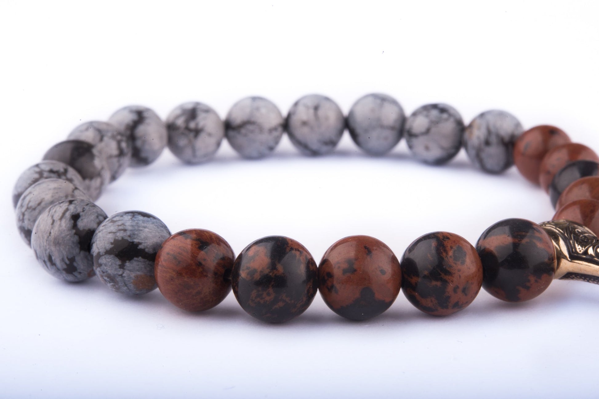 vkngjewelry Bracelet Viking Bracelet In  Obsidian With Bronze Mjolnir