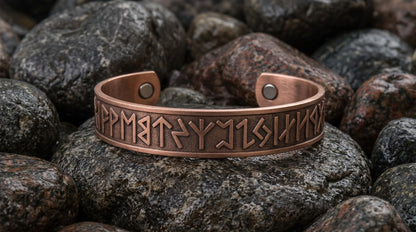 vkngjewelry Bracelet Viking Copper Magnet Bracelet Futhark Runes