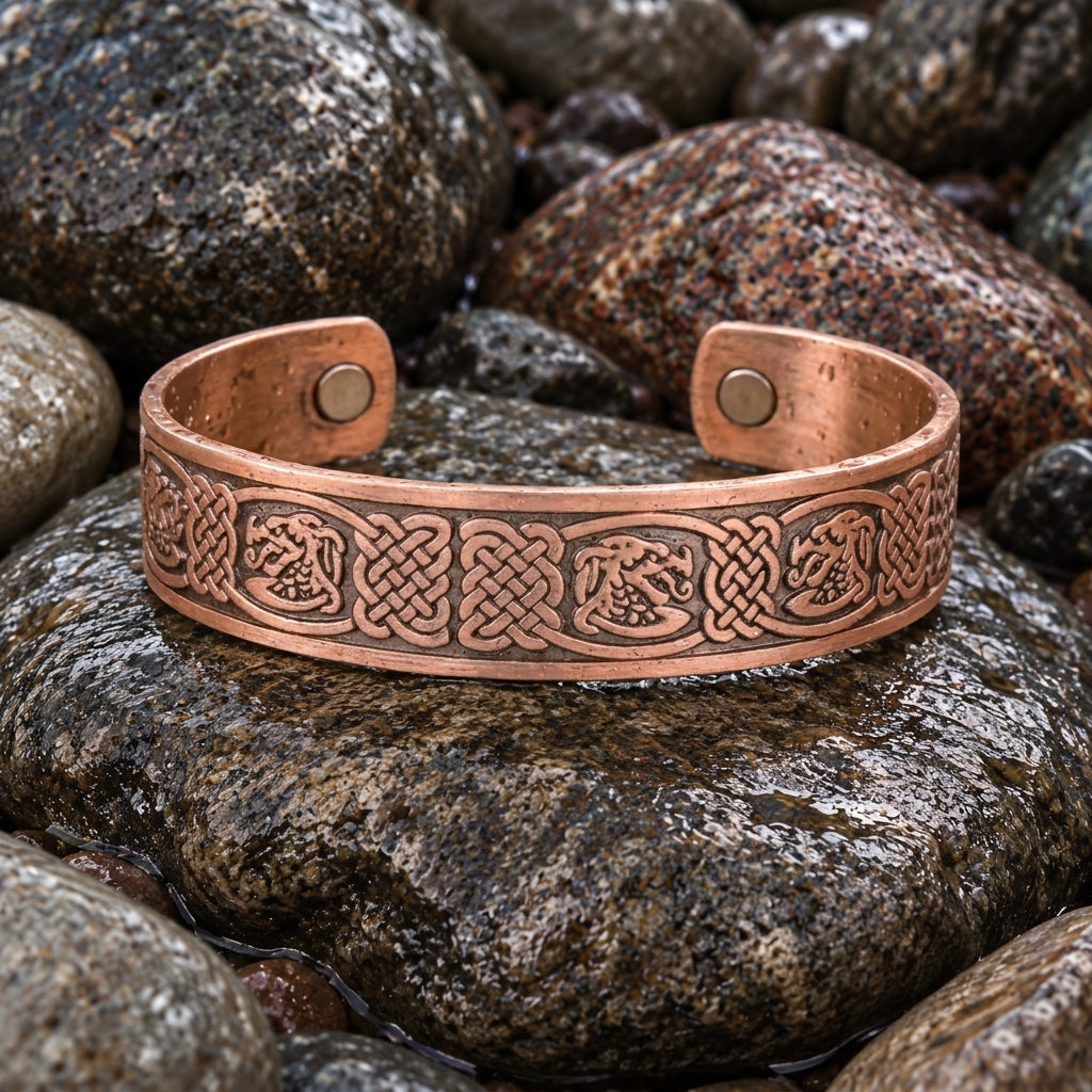 vkngjewelry Bracelet Handcrafted Viking Copper Magnet Bracelet Niddhog Dragon