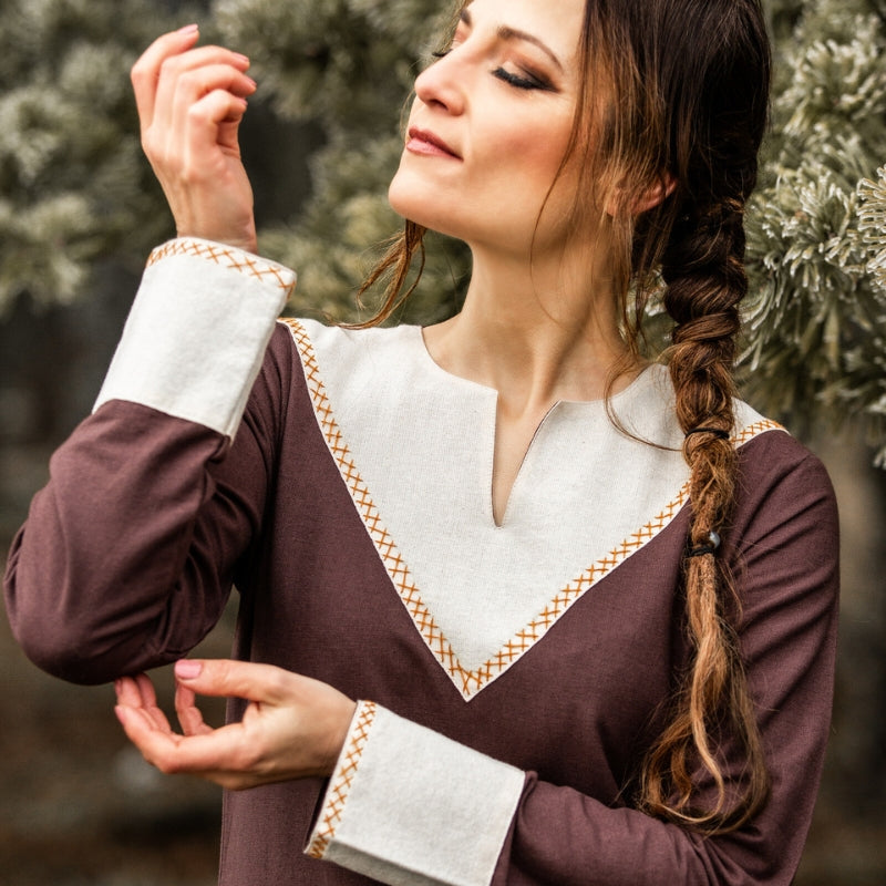 vkngjewelry Apparel & Accessories Viking Dress Jorunn Brown/Natural