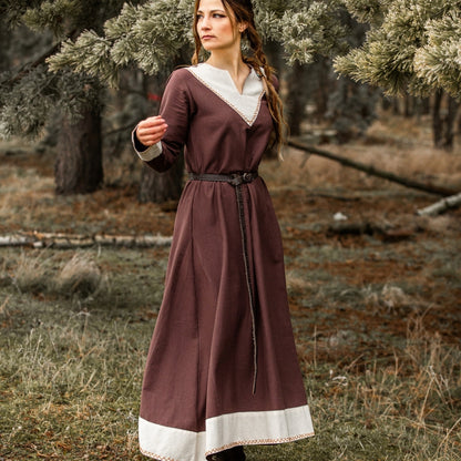vkngjewelry Apparel & Accessories Viking Dress Jorunn Brown/Natural