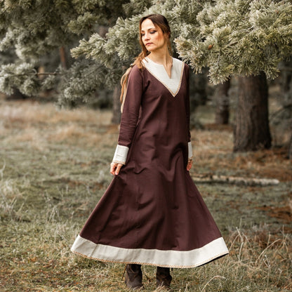 vkngjewelry Apparel & Accessories Viking Dress Jorunn Brown/Natural