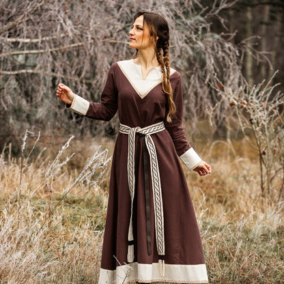 vkngjewelry Apparel & Accessories Viking Dress Jorunn Brown/Natural