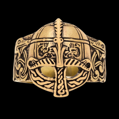 vkngjewelry Bagues Viking Gjermundbu Helmet Bronze Ring with Dragons