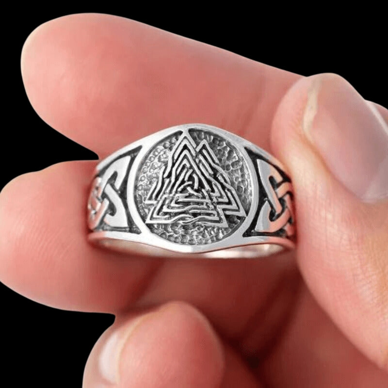 vkngjewelry Bagues Viking Knotwork Valknut Solid Band Ring 925 Sterling Silver