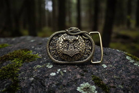 vkngjewelry Belt Viking Mjolnir Brass Belt Buckle