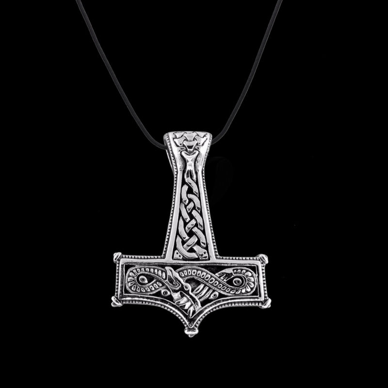 vkngjewelry Pendant Viking Mjolnir Pendant With Knotwork 925 Sterling Silver