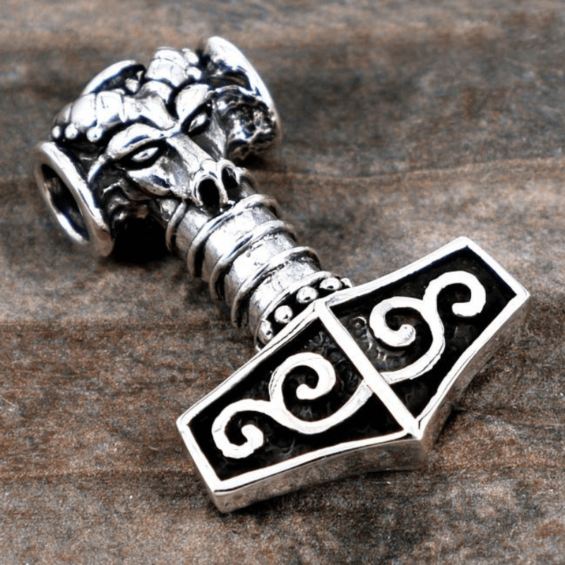 vkngjewelry Pendant Viking Mjolnir Ram 925 Sterling Silver Pendant