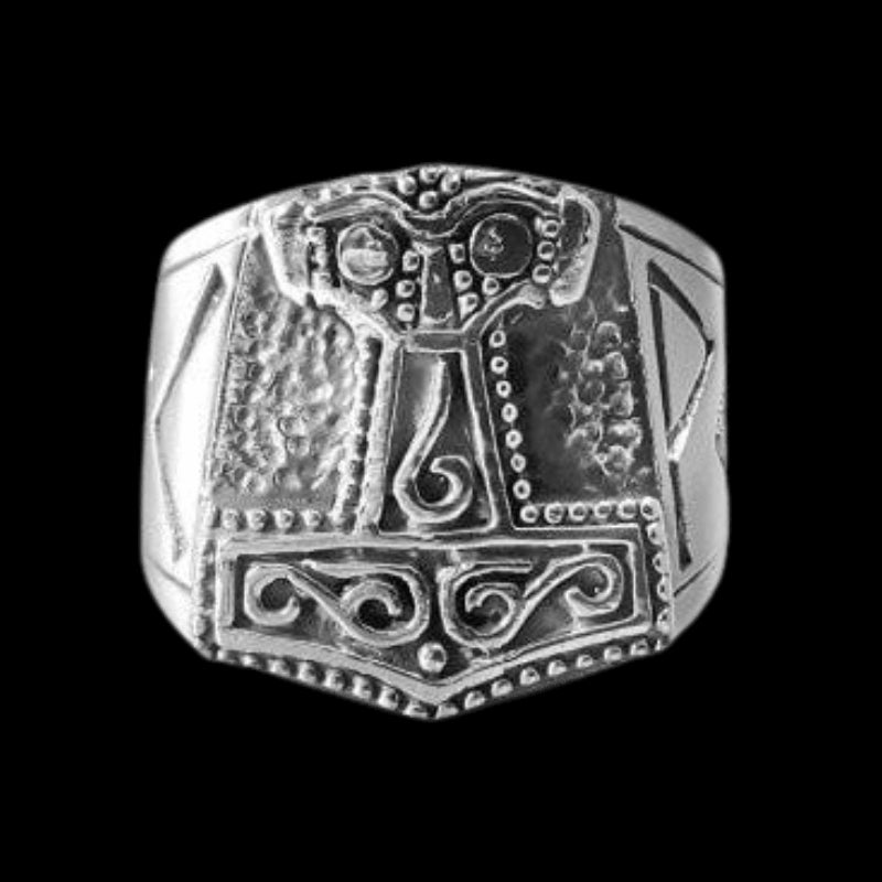 vkngjewelry Bagues Mjolnir Runes Biker Ring 925 Sterling Silver