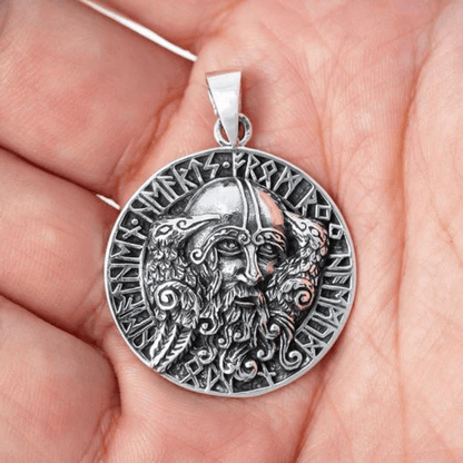 vkngjewelry Pendant ODIN HUGIN AND MUNIN RAVEN RUNES AMULET 925 STERLING SILVER