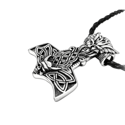 vkngjewelry Pendant ODIN THOR HAMMER MJÖLNIR MJOLNIR SKULL NORSE 925 STERLING SILVER PENDANT